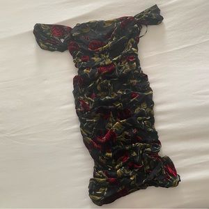 Velvet floral midi dress